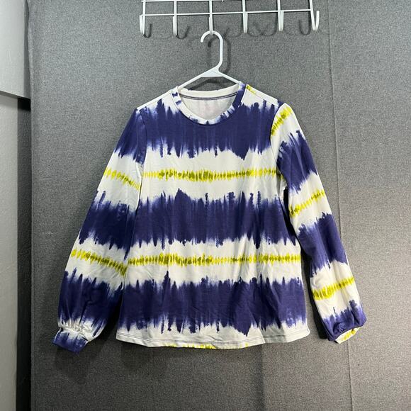 AnyBody Washed French Terry Printed Pullover Top Wisteria TieDye XX-Small - Picture 1 of 8